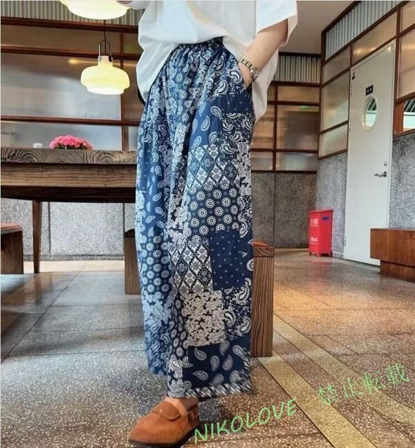 新品 カジュアル ナチュラル フレアガウチョパンツ ゆったり ワイドパンツ 綿麻 九分丈 ウエストゴム ボトムス 大きいサイズXL LG761拍卖