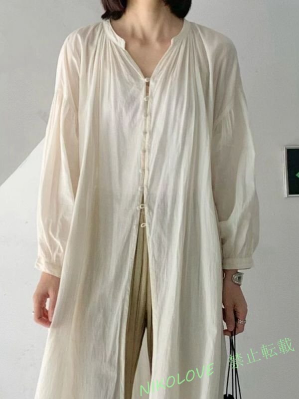 新品 森ガール 綿麻 ロング丈 チュニック 冷房対策 日焼け カーディガン 薄手 ロング シャツワンピース 長袖 オシャレ2XL LG835拍卖