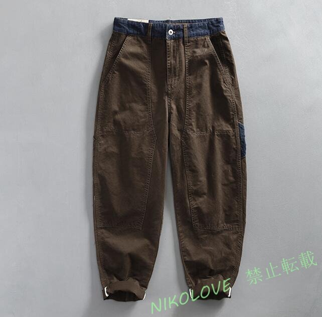 新品カーゴパンツ チノパン メンズ ワークパンツ 切替 カジュアル ボトムス 作業ズボン アウトドア コーヒー LD779拍卖