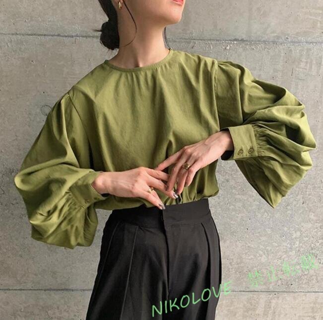 新品オシャレ春 ブラウス レディース 長袖トップス オシャレ 通勤 大人 ふんわり袖 着痩せ チュニックLサイズ選択可 LD352拍卖