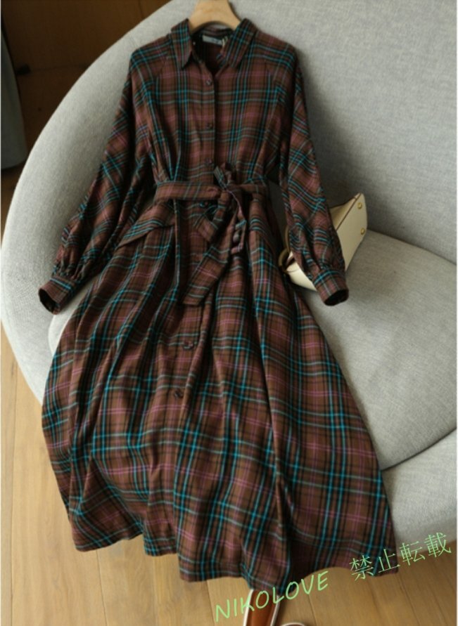 新品 新入荷 上質 きれいめ ワンピース キレイめ チェック柄 フード付き 着やせ 長袖 ロングワンピース 気質 大人 二次会 XL LH126拍卖