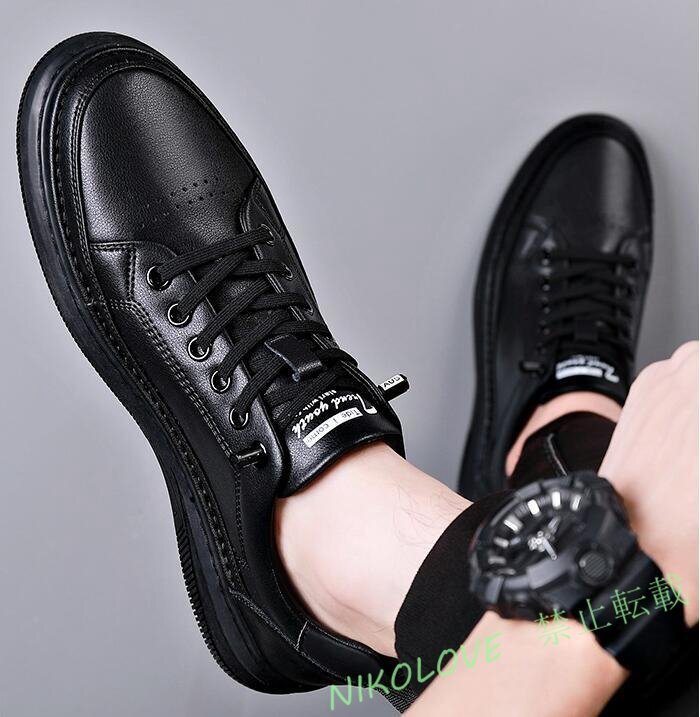 メンズ スニーカー レザーシューズ 牛革 ホワイトシューズ 男女兼用 ドライビングシューズ 運動靴 カッコイイ 快適24~27cm LD757拍卖