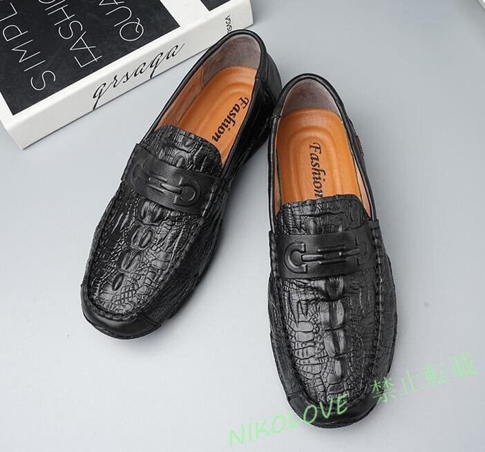 新品ローファー スリッポン 牛革 ビジネスシューズ切替 配色メンズ レザーシューズ 本革 ドライビングシューズ 紳士靴 ブラック LF398拍卖