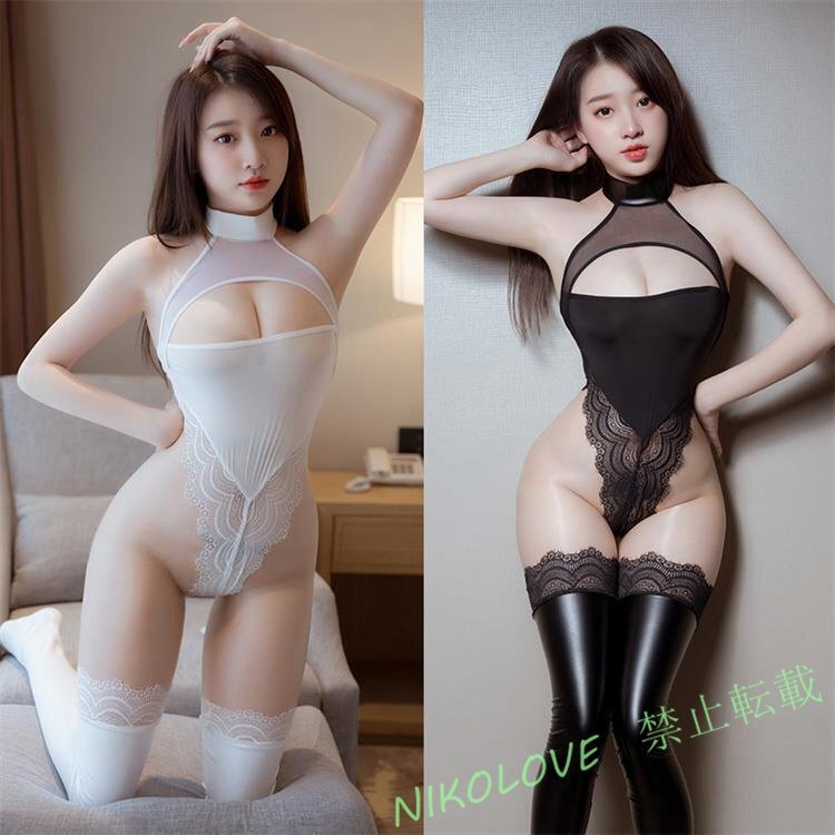 新品大人用コスプレ衣装 悩殺 光沢 ホルターネック シースルー レオタード コスプレ ベビードール レースクイーンコスチューム LC793拍卖