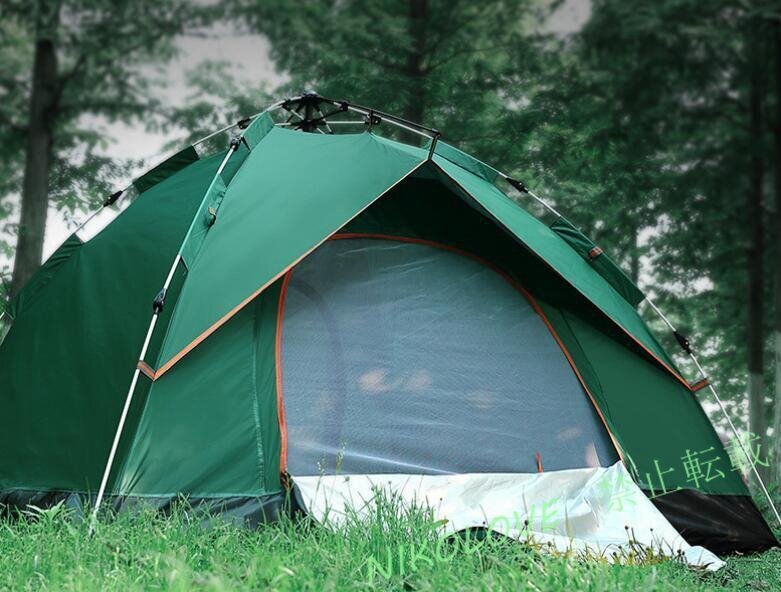 新品 ワンタッチテントテントワンタッチ式 キャンプ簡単設営通気性抜群メッシュ付き210D 防風UVカット UPF50+ 2~4人用テントLD200拍卖