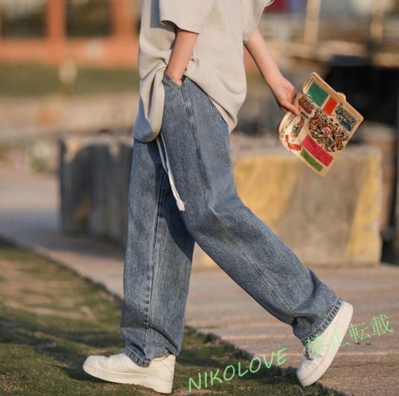 新品人気品メンズ ワイドパンツ デニムパンツ メンズズボン ウエストゴム 長ズボン 春夏 薄手 ゆったり 大きいサイズ カジュアル LC790拍卖