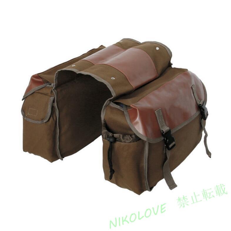 新品サドルバッグ ダブル バイクサイドバック バイク 汎用 バッグ 収納 大容量 キャンプ 旅行 アウトドア ブラウン LD815拍卖
