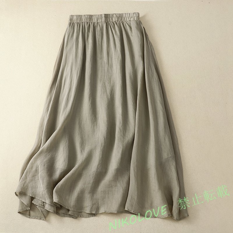 新品レディース カジュアル キクラゲの縁 股間を隠してやせて見 腰をゆるめる ロングスカート ミリタリーグリーン LH010拍卖
