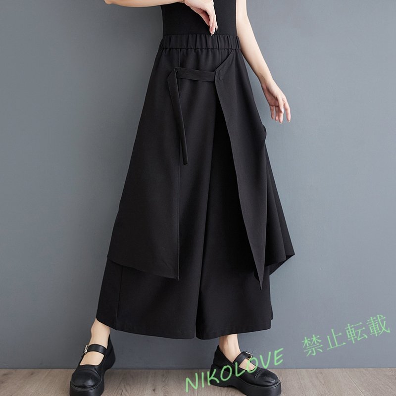 新品レディース カジュアル ゆったり 大きいサイズ 無地 不規則 パンツ ワイドパンツ F LE827拍卖