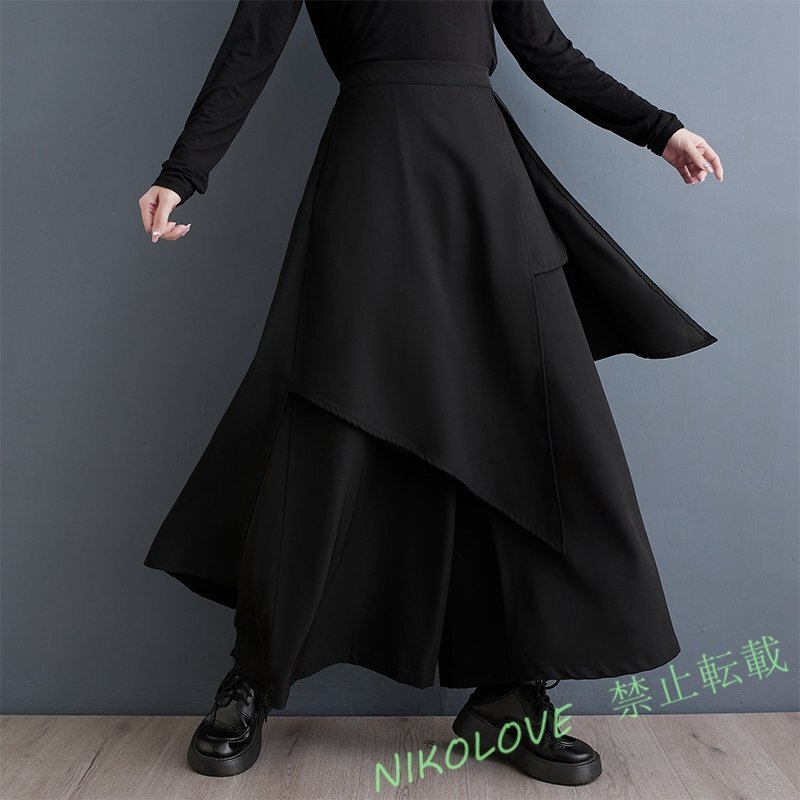 新品レディース カジュアル 不規則 ウエスト調整 ワイドパンツ ゆったり大きいサイズ キュロットスカート LE891拍卖