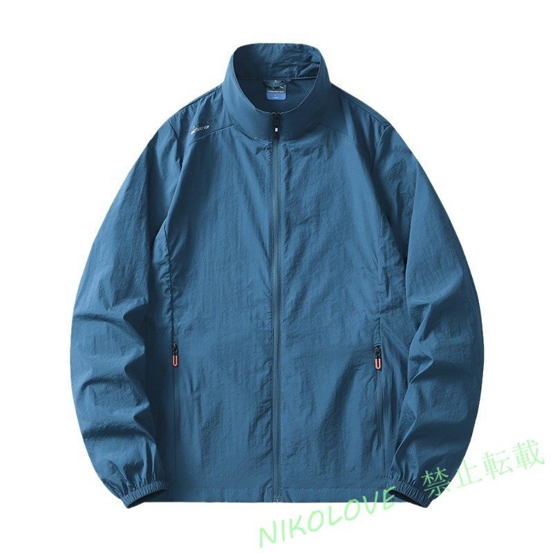 新品メンズ 立ち襟 ジャケット アウター UPF50+ UVカット 冷感 おしゃれ 無地 夏 通気 トップス 軽量 薄手 グリーン LD203拍卖