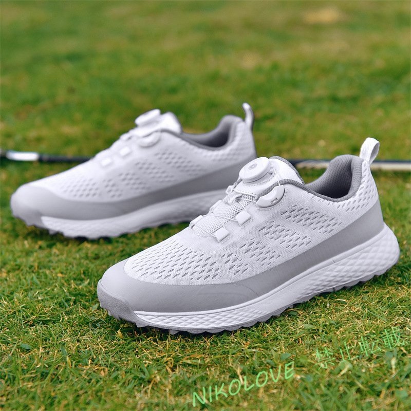 新品メンズシューズ ゴルフシューズ 軽量通気性 スニーカー メッシュスポーツ 運動靴 カジュアル 幅広 ダイヤル式 24.5~28cm LD948拍卖