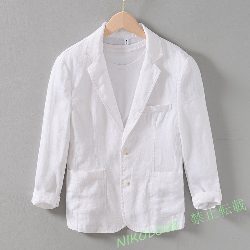 新品選択可 テーラードジャケット メンズ 春夏 コート リネンジャケット ブレザー 背広薄手 麻スーツ デザイナーズ 無地 清涼感 LF475拍卖