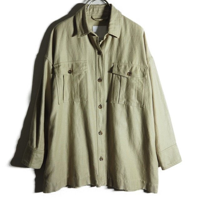 M5420f22 ▼journal standard L'essage ジャーナルスタンダード▼ 20SS メンアサ バックサテン シャツジャケット ベージュ 春~秋拍卖