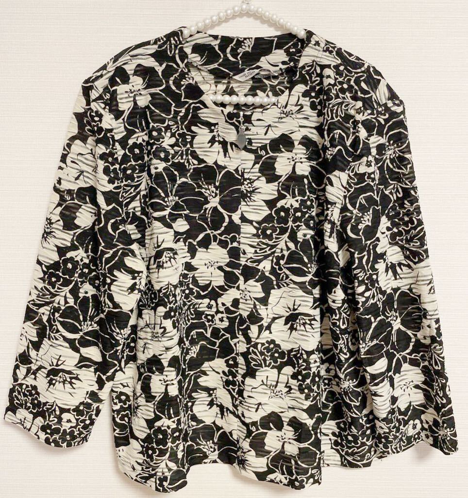 婦人服 レトロ 花柄 ブラウス 長袖 F フリーサイズ 肩パット入り 美品拍卖