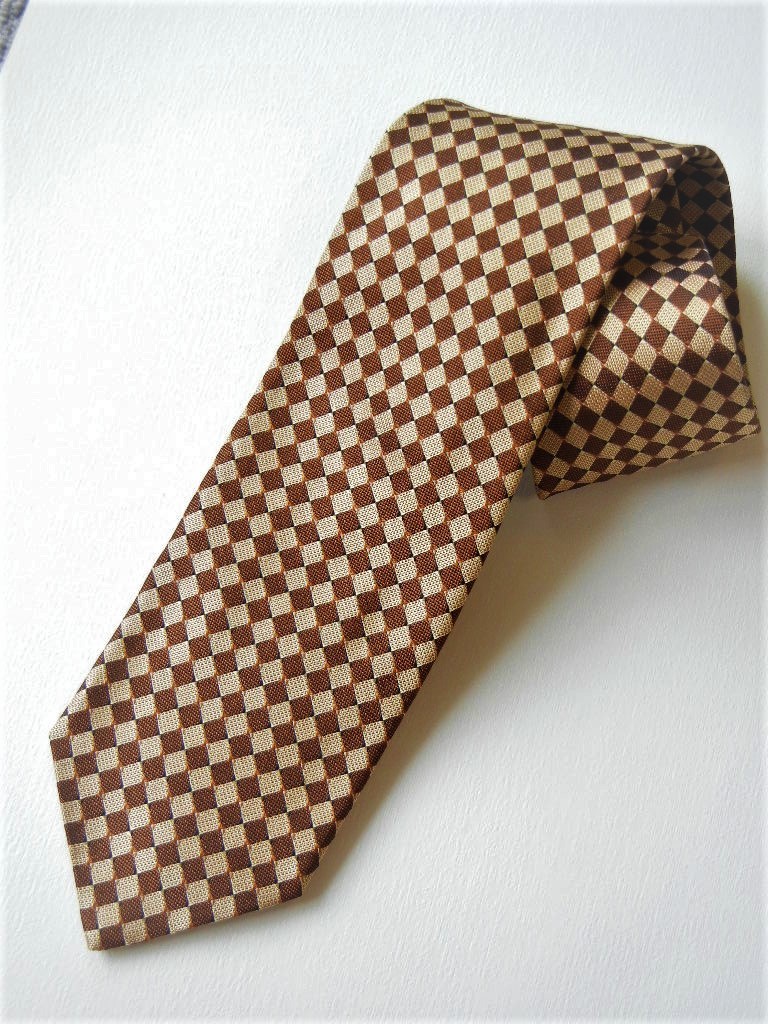 サビサビデラックス SABI SABI DELUXE ネクタイ ~ ブラウン x ゴールドのチェック ~拍卖