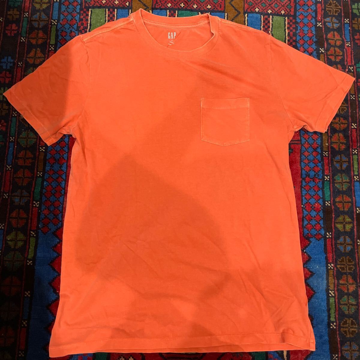 ポケットTシャツ Tシャツ オレンジ GAP ヴィンテージ加工拍卖