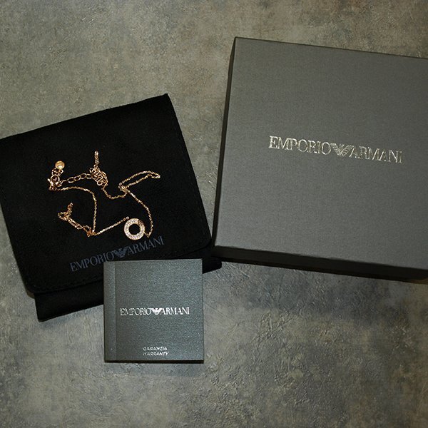 未使用・EMPORIO ARMANI◇エンポリオアルマーニ・ペンダントネックレス◇ローズゴールドトーン スターリングシルバー拍卖