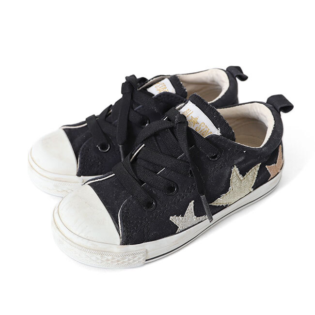 古着 CONVERSE コンバース グリッタースター スリッポン キャンバススニーカー 3SD124 17.0cm 黒 シューズ キッズ拍卖