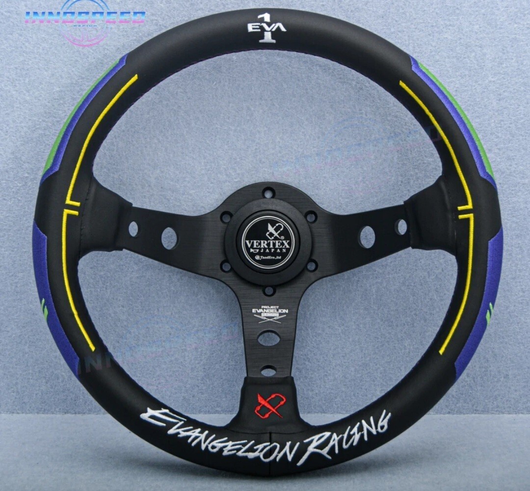 ③レザーステアリング スポーツ ホイール アルミフレーム レザー カーステアリングホイール 13インチ 汎用品 ディープコーン PCD70mm 拍卖