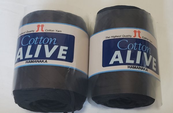 毛糸915 ハマナカ コットンアライブ 黒色 エジプト綿・ポリエステル 50グラム 2玉 春夏拍卖