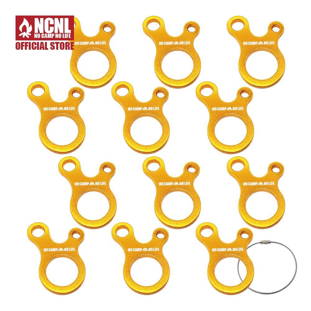 NCNL 自在金具 カタツムリ型 ゴールド 12個セット アルミニウム ロープ 長さ調整 テントアクセサリー キャンプ用品 収納用ワイヤー付き拍卖