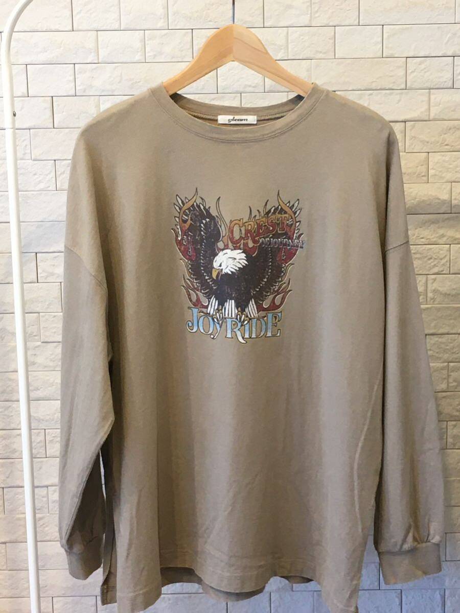 gleam 長袖Tシャツ フリーサイズ ドロップショルダー ロンT オーバーサイズ拍卖