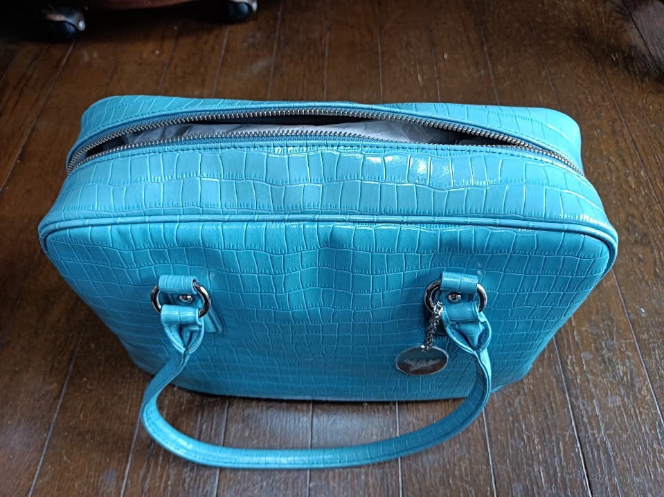 レデイースバッグ ハマノ ブルー ほぼ未使用 牛革拍卖