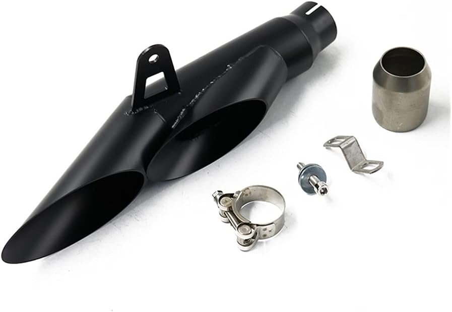 排気管 51 ミリメートルユニバーサルスクーターオートバイ排気右マフラーパイプ二重穴 R1 R3 R6 YZF-R1 排気マフラーパイプ拍卖
