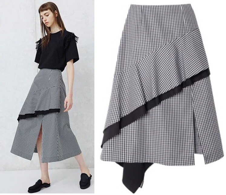 【美品】ルシェルブルー LE CIEL BLEU ギンガムチェックフロウフレアスカート サイズ38 定価 24,200円拍卖