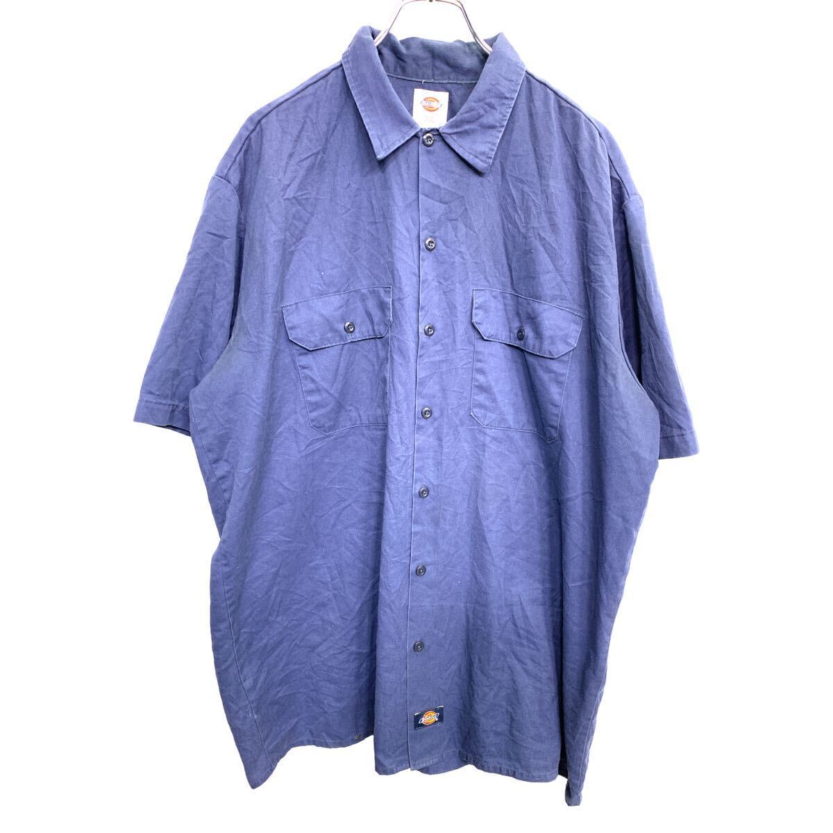 Dickies 半袖 ワークシャツ XLサイズ ディッキーズ ネイビー 古着卸 アメリカ仕入 t2406-3405拍卖