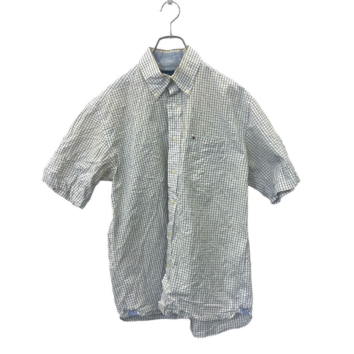 TOMMY HILFIGER 半袖シャツ チェックシャツ S サイズ トミーヒルフィガー ホワイト系 古着卸 アメリカ仕入 t2406-3564拍卖
