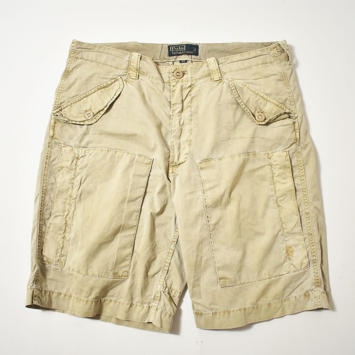 ★90s ヴィンテージ 古着 ラルフローレン Polo by RalphLauren カーゴショーツ 34 ベージュ ハーフ ショート パンツ ミリタリー アメカジ★拍卖