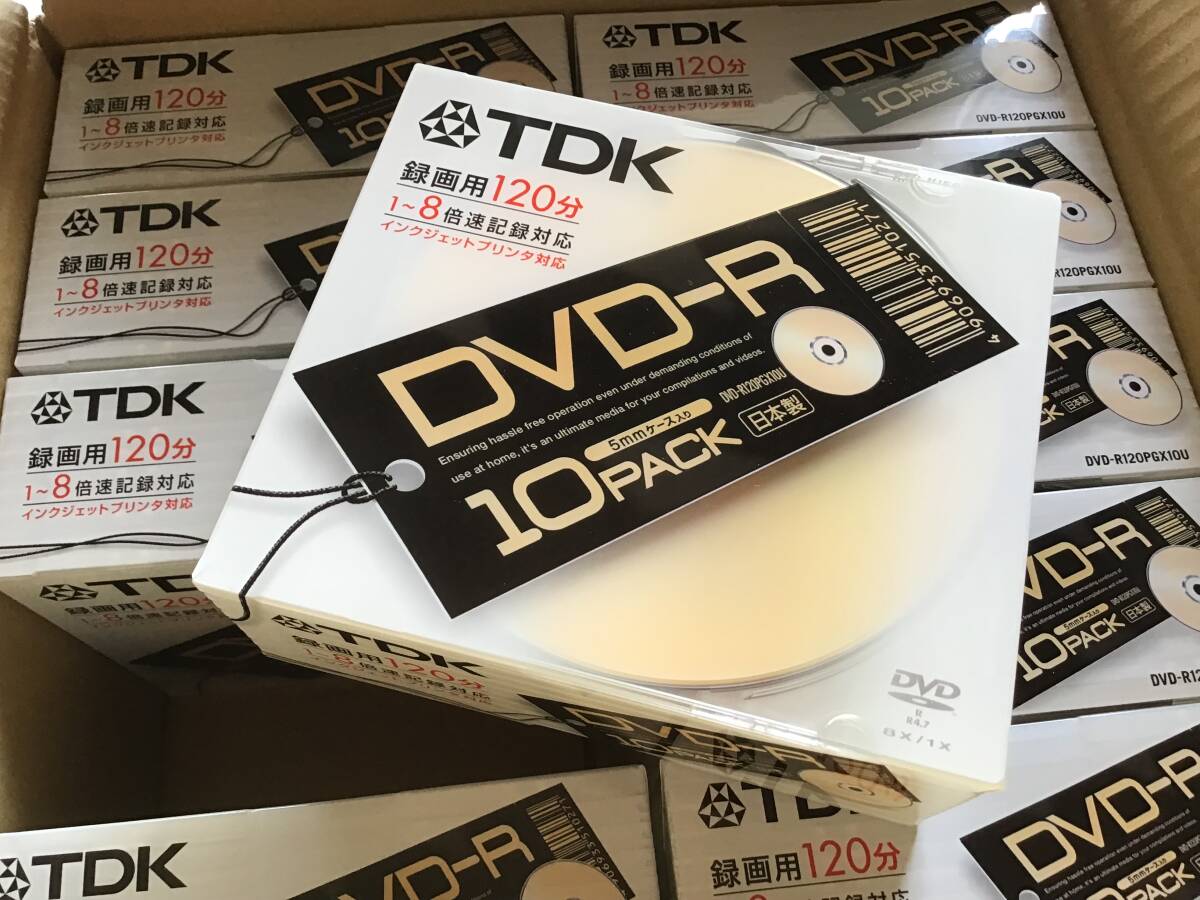 新品未開封(TDK DVD-R ゴールドディスク 120分 10枚入り×10)日本製 激安出品拍卖