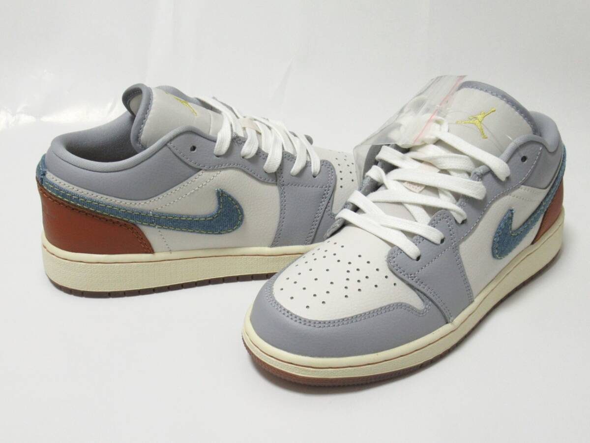 NIKE AIR JORDAN 1 LOW SE GS グレー デニム 24cm ナイキ エアジョーダン1 ロー レディース ジュニア FZ5064-041拍卖
