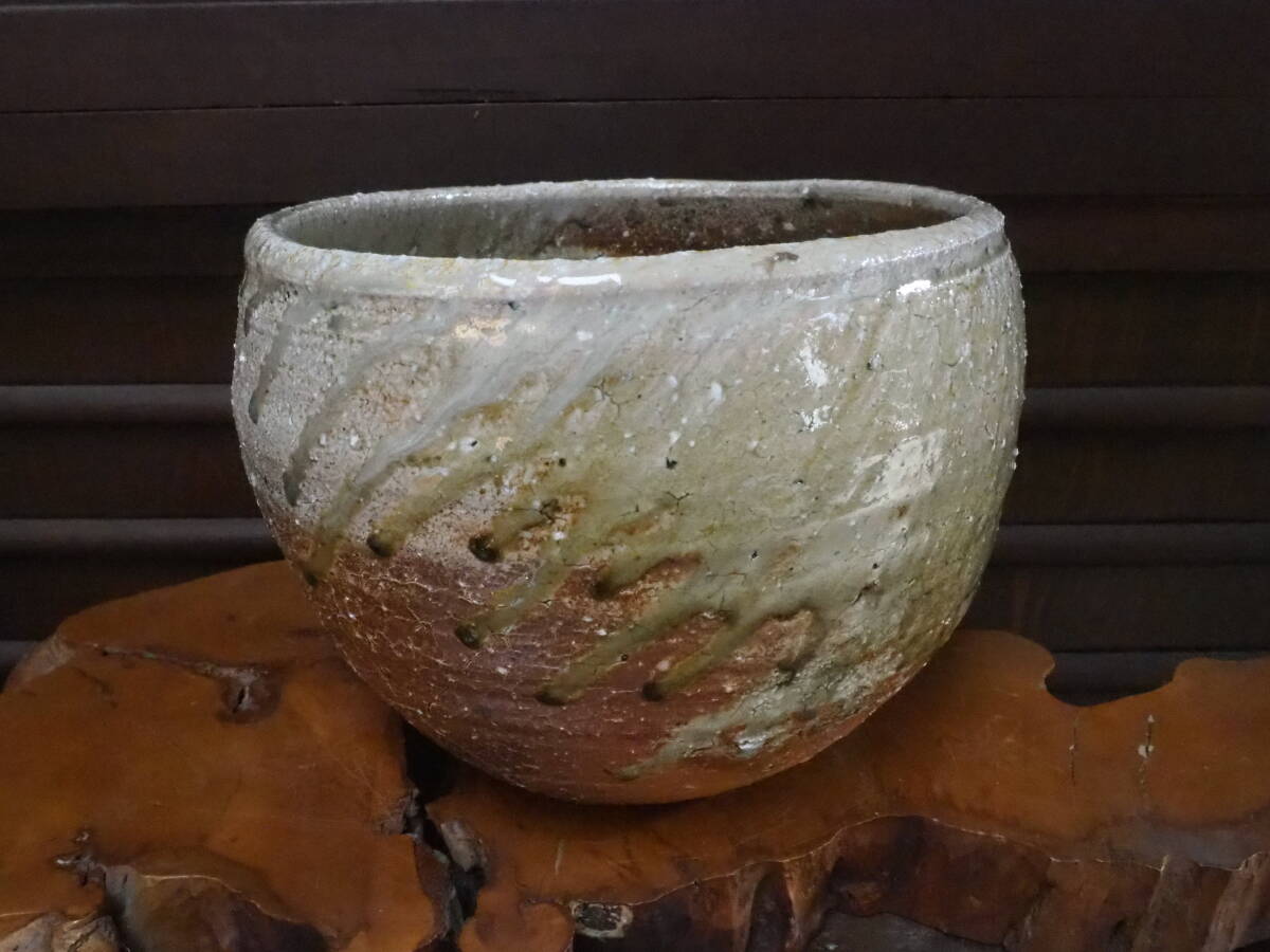 【焼き締め自然釉丸鉢】天麩羅和食器寿司屋料亭割烹花器懐石旅館民宿御造り刺身備前信楽常滑穴窯薪窯陶芸焼き物長角皿茶道華道金魚メダカ拍卖