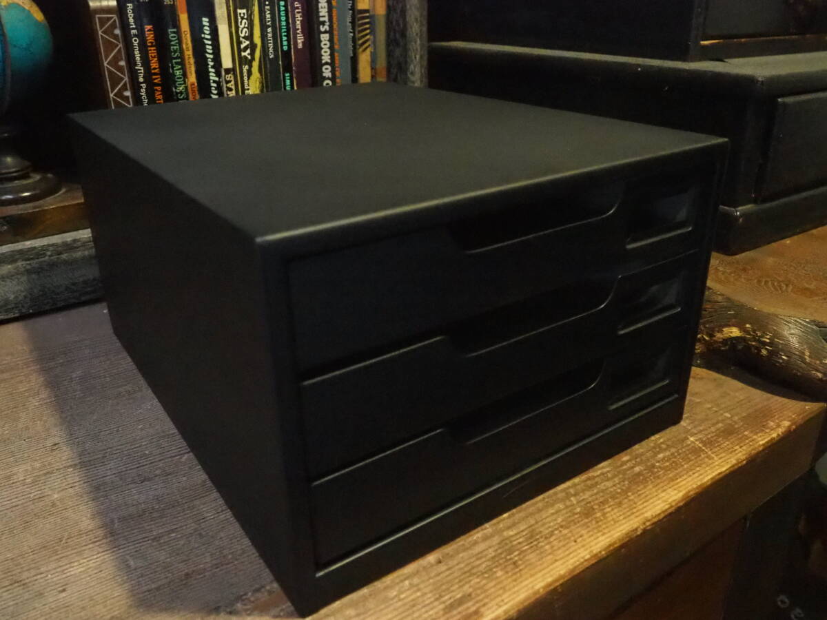 【3段事務用スチールラックC】古道具引出し書棚アイアン収納ケースおもちゃ箱文具アンティーク筆記用具インテリア骨董デスク卓上机拍卖