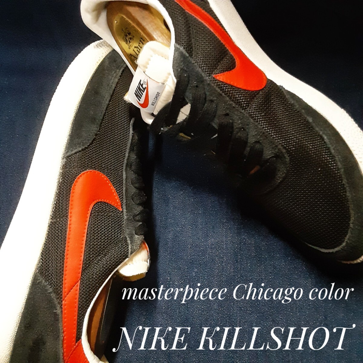 最値!希少15年製!名作復刻シカゴカラー!ナイキ キルショット高級レトロランニング スニーカー!ブラック×レッド×ホワイト!黒赤白 27cm拍卖
