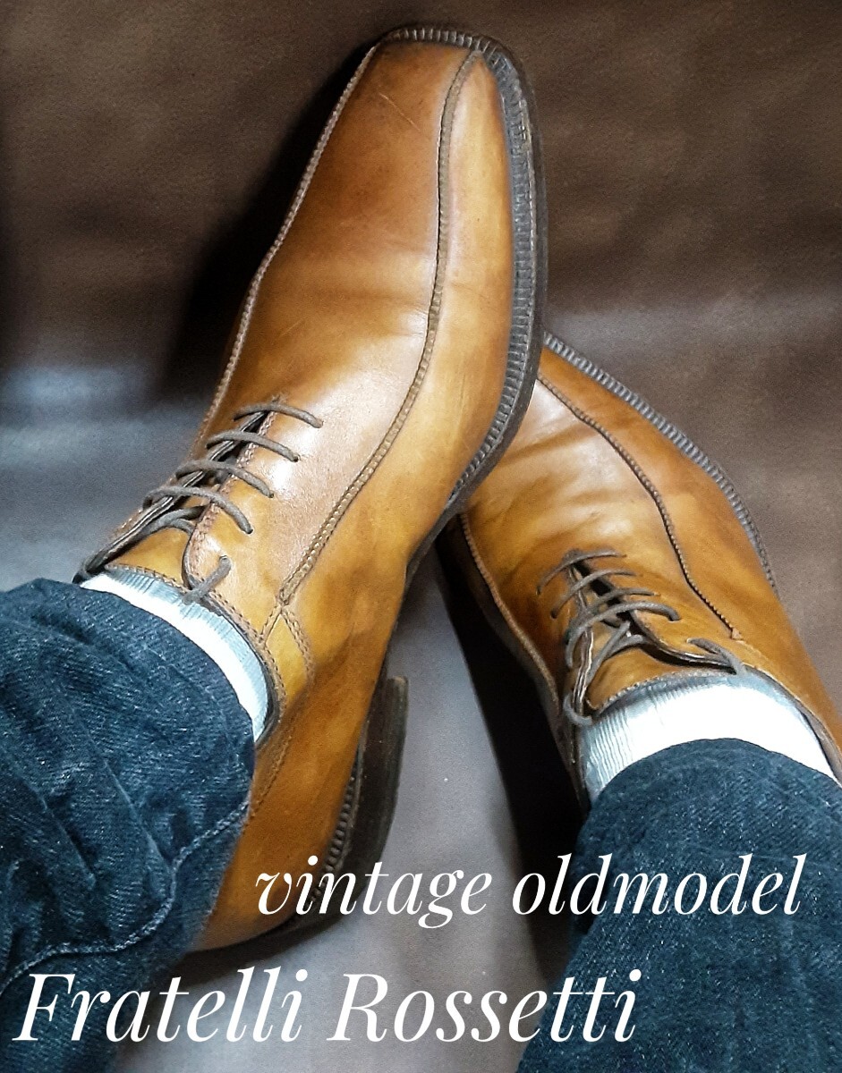 最値!希少ヴィンテージ旧モデル!1953年ミラノ設立!フラテッリ・ロッセティ 最上位 ステアレザー シューズ!レングスライン!ブラウン 26.5cm拍卖