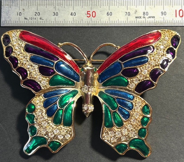 極美:大きな蝶モチーフエナメルメレダイアゴールド拍卖