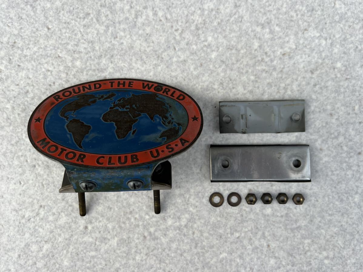 希少!! 当時物!! ROUND THE WORLD MOTOR CLUB USA グリルカーバッジ(エンブレム) レトロ/旧車/街道レーサー/JAF/クラッシック/アンティーク拍卖