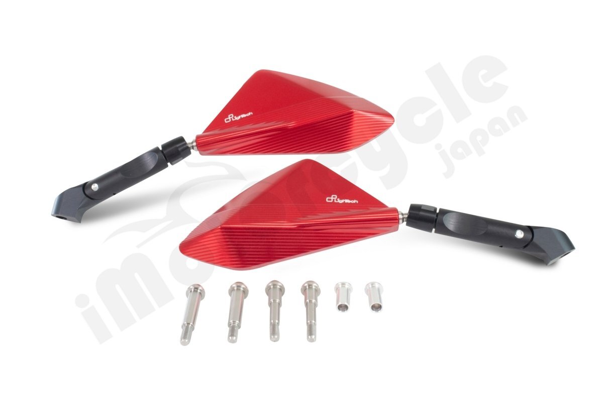 【国内在庫】LIGHTECH ライテック アルミニウム ミラー 左右セット レッド 赤 YAMAHA T-MAX 500 / 530 / 560 '08-22 専用 ヤマハ ★拍卖