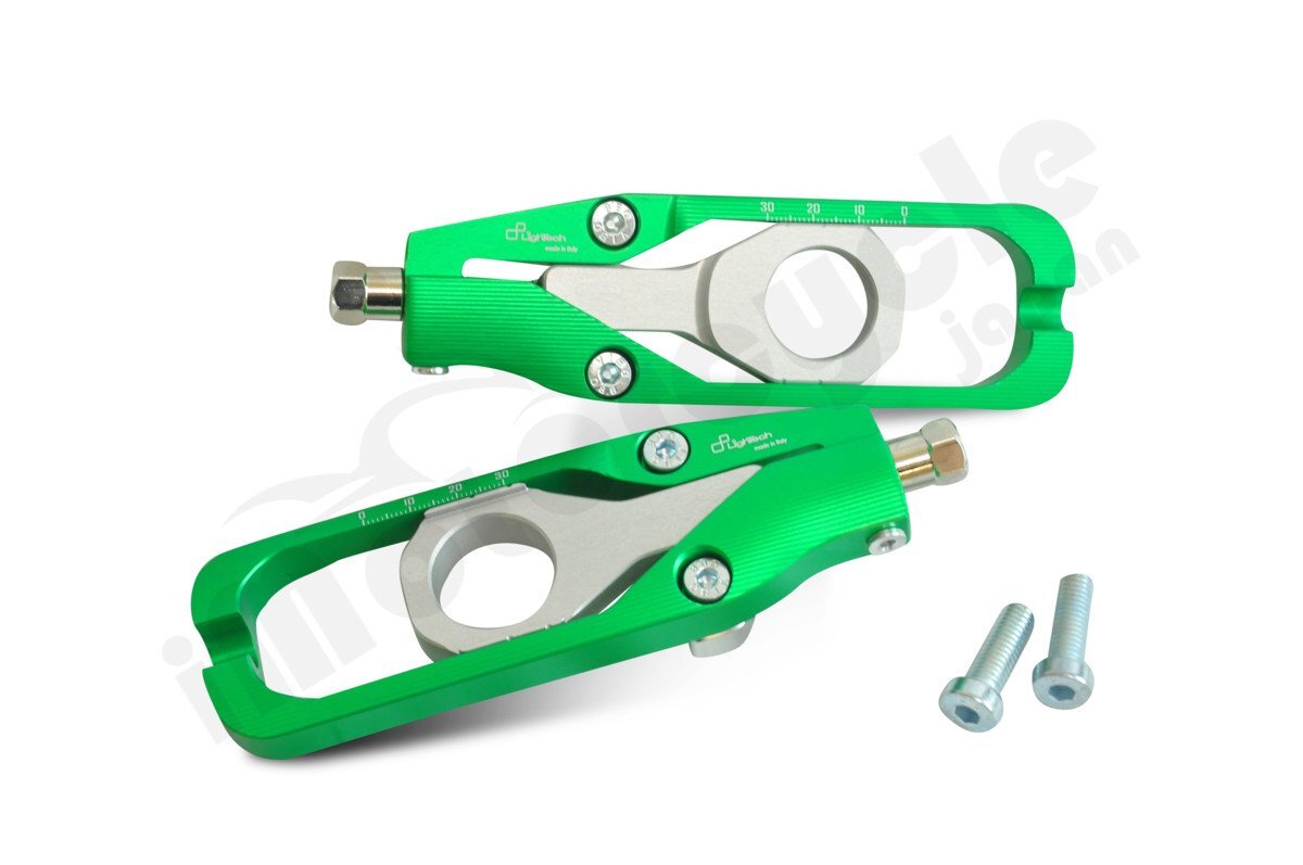 【国内在庫】LighTech ライテック チェーンアジャスター グリーン 緑 KAWASAKI ZX-10R '16-22 カワサキ レーザー刻印 メモリ拍卖