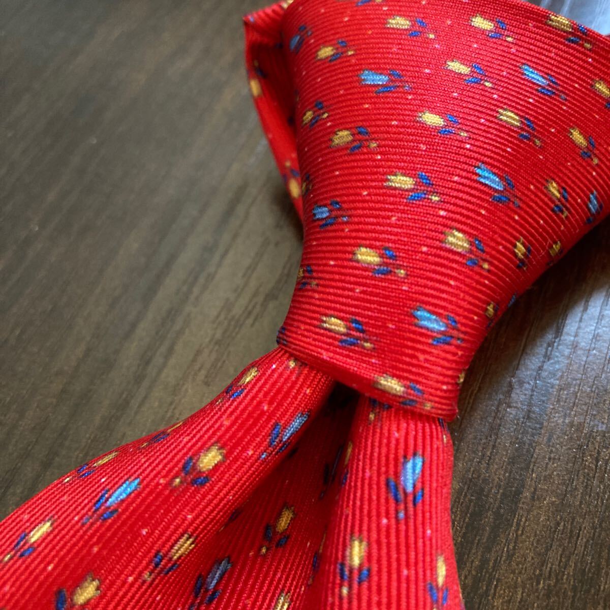 SCABAL ネクタイ 赤 プリント柄 チューリップ拍卖