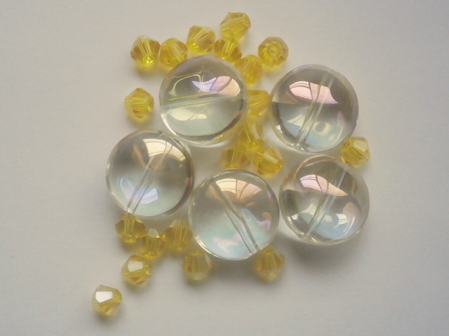 ガラスビーズ★丸★イエロー系★A拍卖