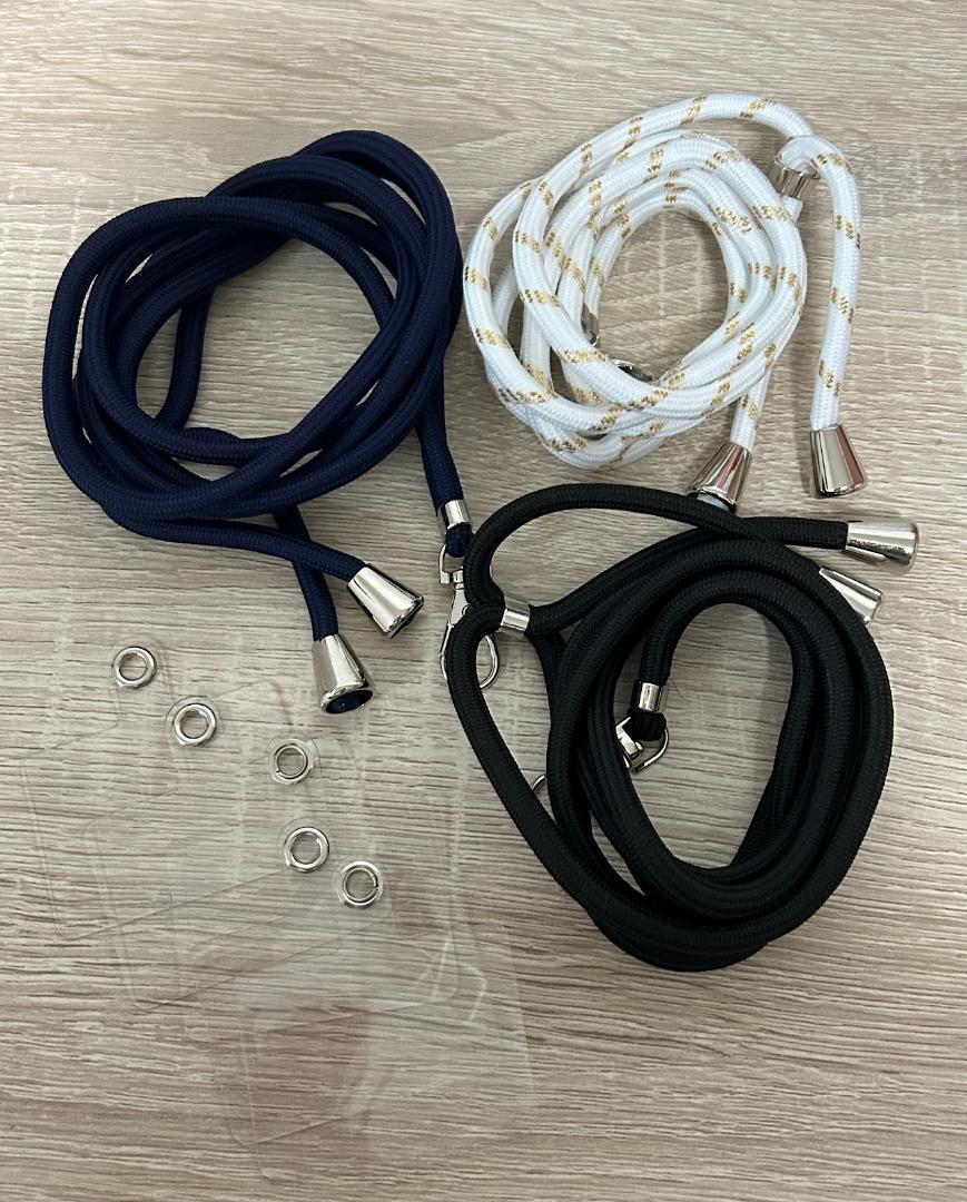 ★値下げしました★’スマホストラップ ネックストラップ ストラップ3本入り+タグパッチ5枚入り 黒/紺/ホワイトゴールド拍卖