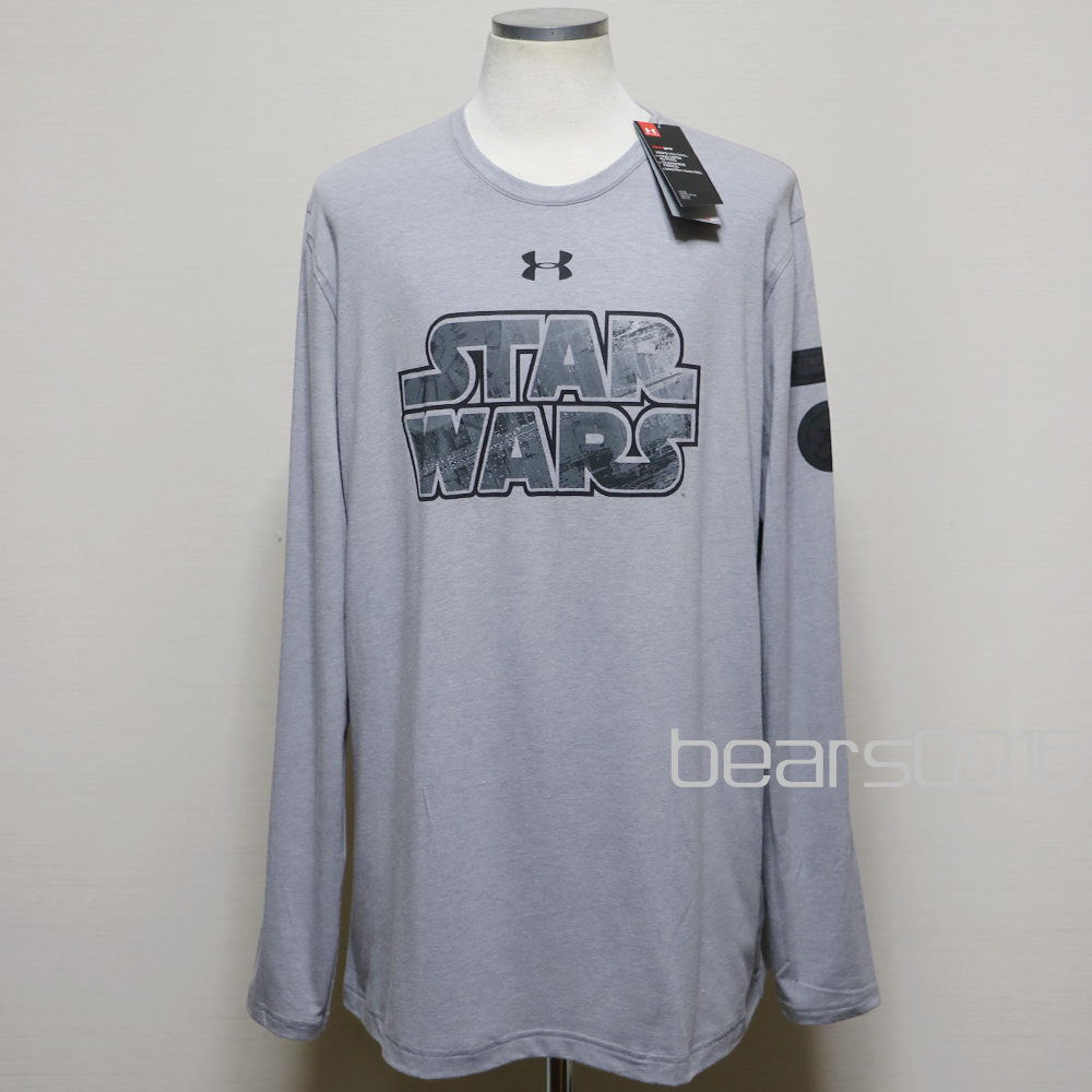 新品アメリカ購入品 UNDER ARMOUR アンダーアーマー&スターウォーズ コラボプリント 長袖ロングTシャツ 杢灰L拍卖
