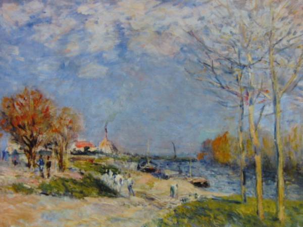 アルフレッド・シスレー、「セーヌ川の岸辺、ルーヴシエンヌ」、希少な画集より、新品高級額・額装付、状態良好、送料込み、印象派拍卖