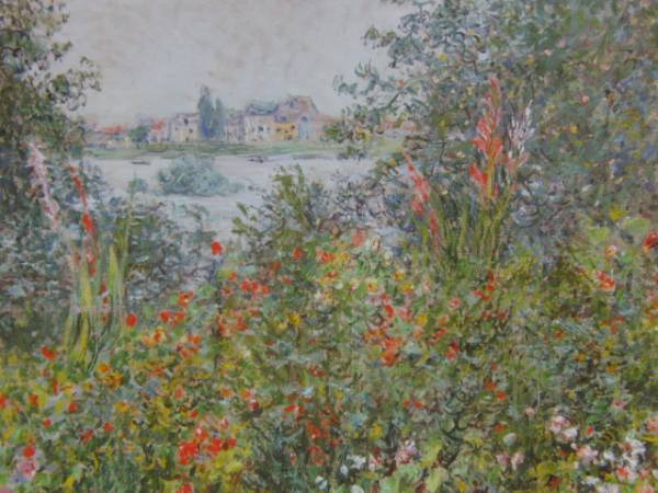 クロード・モネ、【ヴェトゥイユに咲く花】、希少画集画、新品高級額・額装付、状態良好、送料込み、Claude Monet拍卖