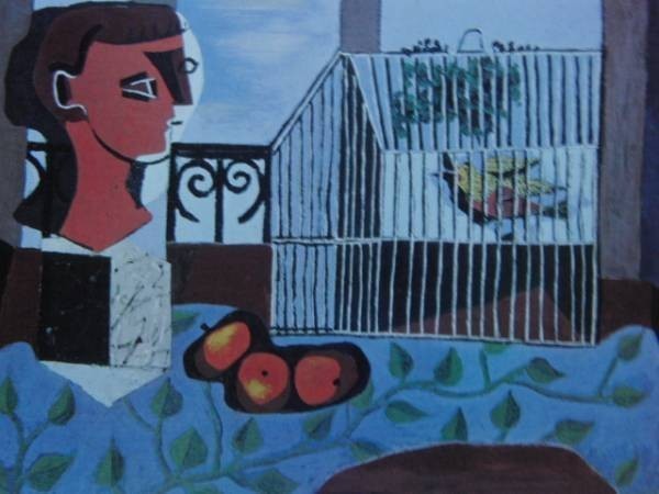 ピカソpicasso、鳥籠、希少画集画、新品高級額、額装付、状態良好、油彩 風景、送料込み、eda拍卖